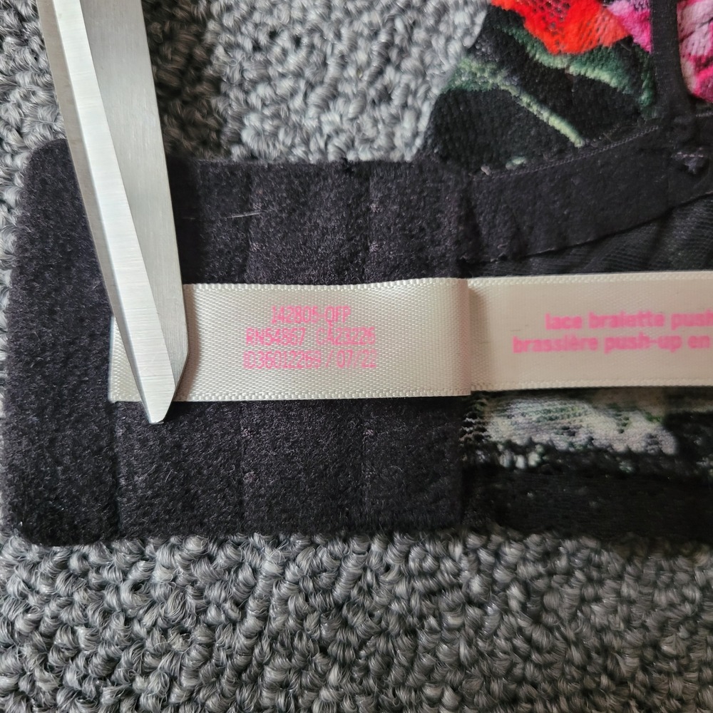 PINK Victoria's Secret Black Floral Lace Bralette with Red & Pink Embroidery - Picture 11 of 13